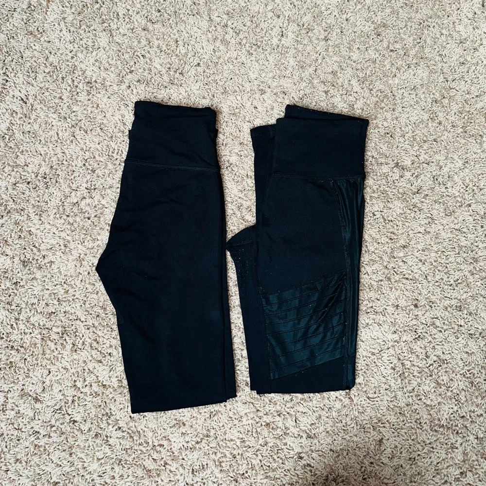 2 Pairs Athleta Leggings XXS Black Neutral Bundle Set Pair High Waisted